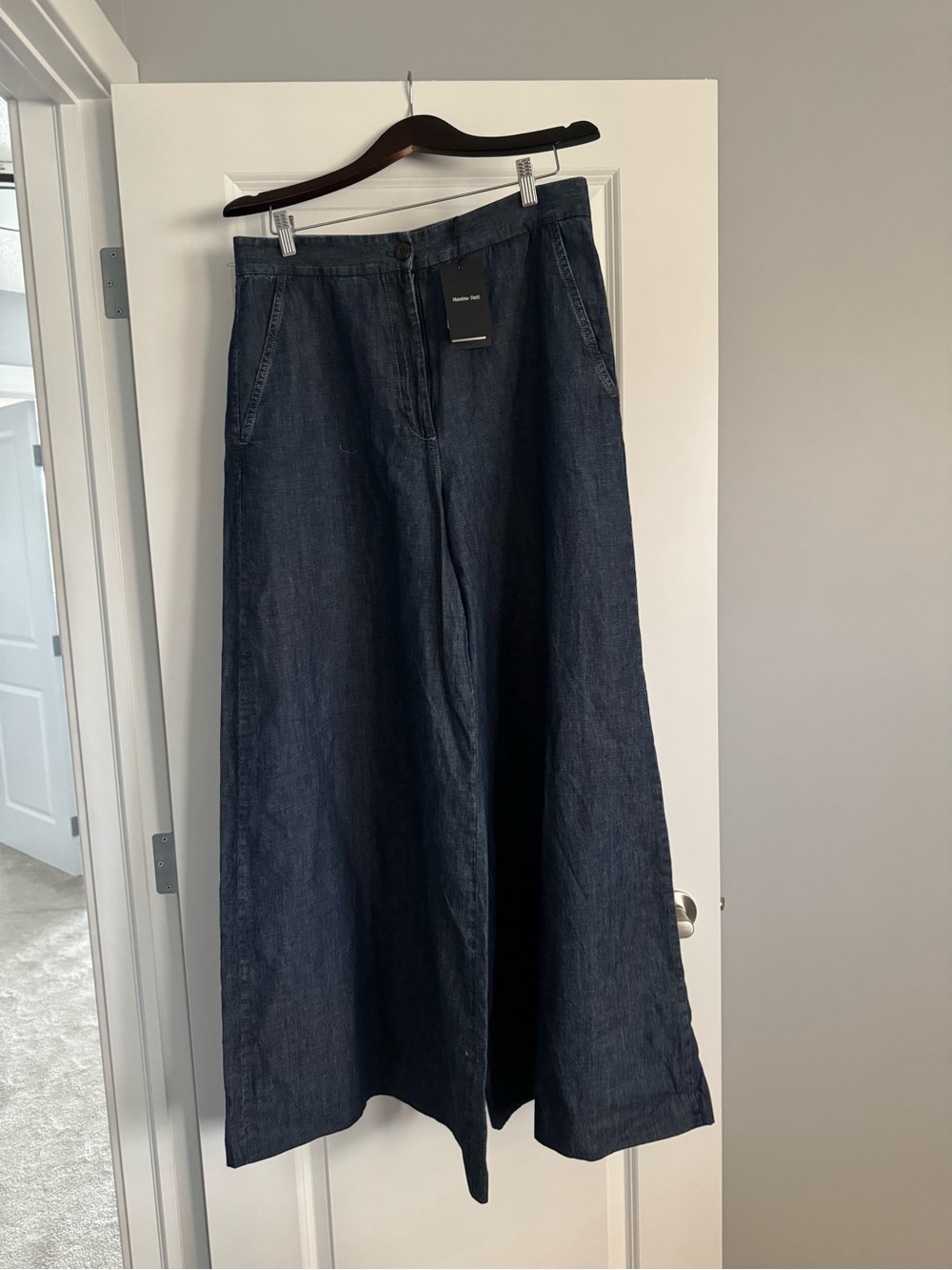 Massimo Dutti Wide-Leg Dark Blue Denim Jeans